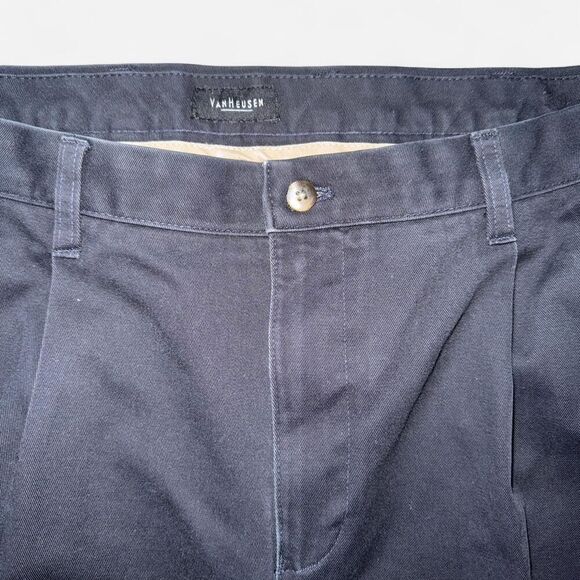 Van Heusen Men's Navy Blue Pleated Trousers Pants - Picture 2 of 7